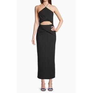 Significant Other Hallie Cut-Out Rib Knit Halter Maxi Dress Black Size 8 A001544
